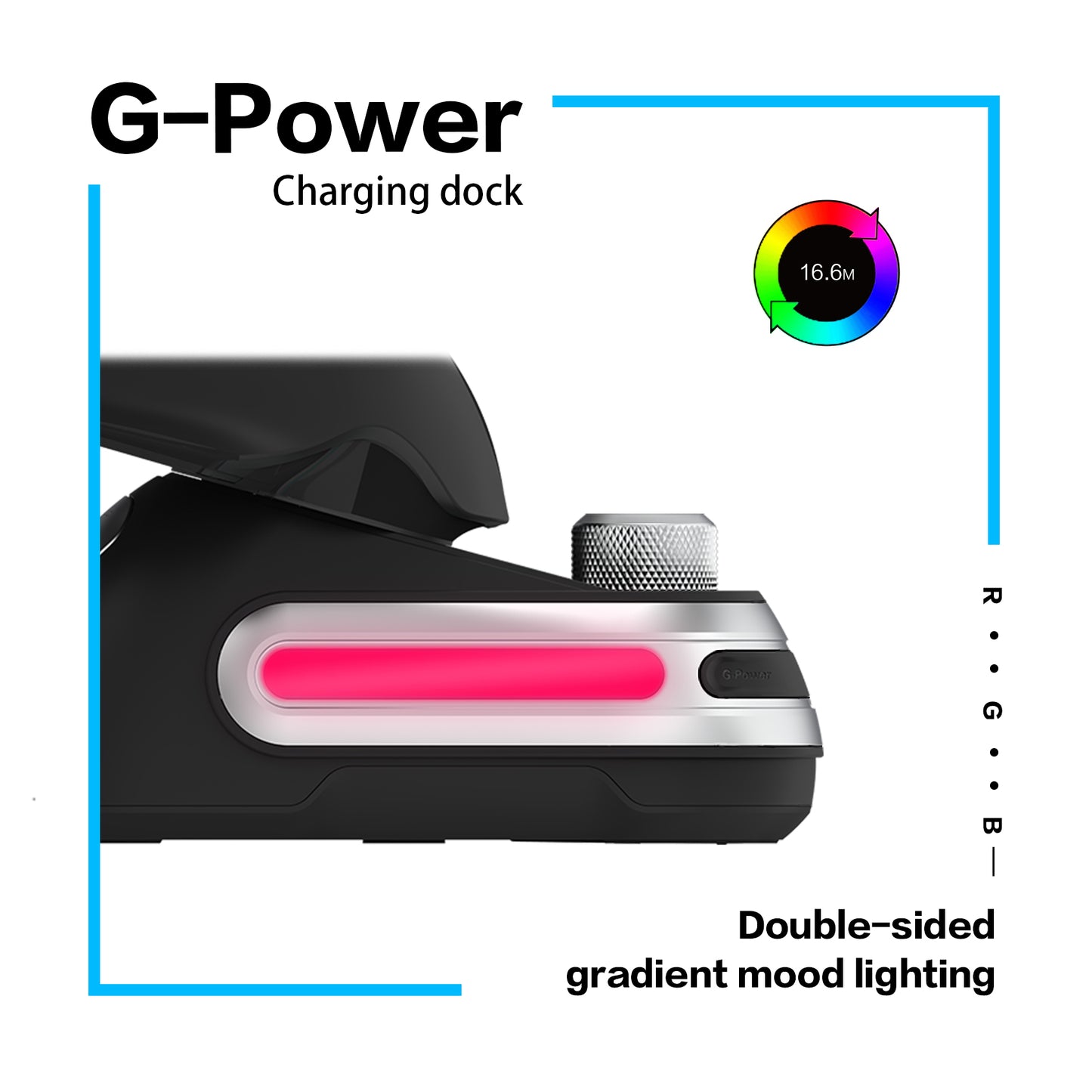 Fanxoo G-power Mouse wireless charging base for Logitech G502 G502X Plus GPW G903 with RGB light computer volume control knob