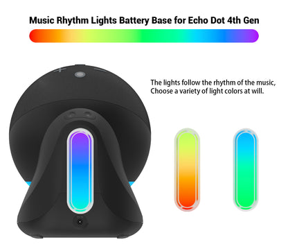 Fanxoo ED4 Music rhythm lights Battery Base for Echo Dot 4th Gen, Portable Charging Power for Echo Dot 4th, Alexa Speaker Auxiliary Power Accessories (Not Include Echo Dot 4th speaker and Charging cable)