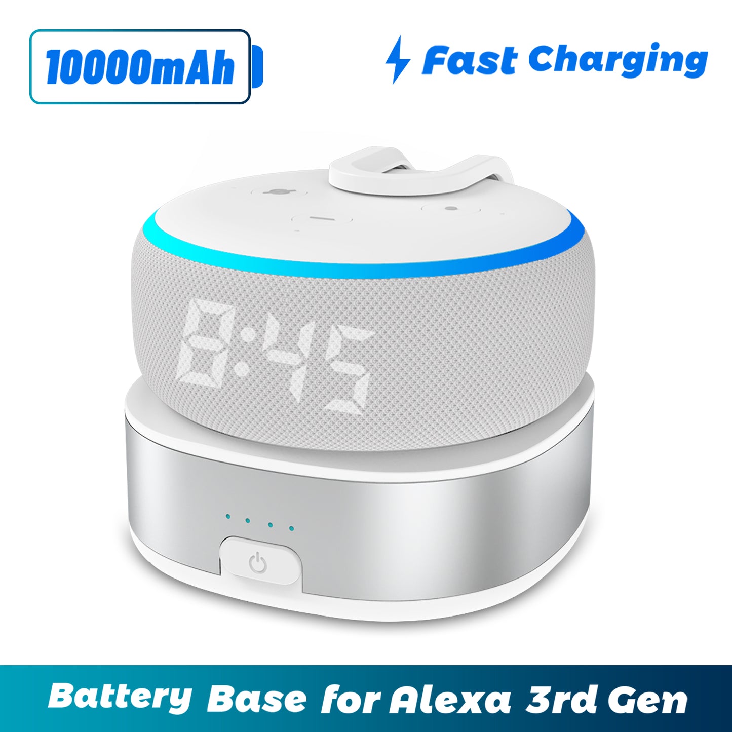 Fanxoo ED3 Battery Base for Echo Dot 3rd Gen, Portable Charging Power for Echo Dot 3rd, Speaker Echo Dot Auxiliary Power Accessories (Not Include Echo Dot 3rd speaker)