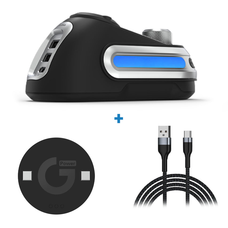 Fanxoo G-power Mouse wireless charging base for Logitech G502 G502X Plus GPW G903 with RGB light computer volume control knob