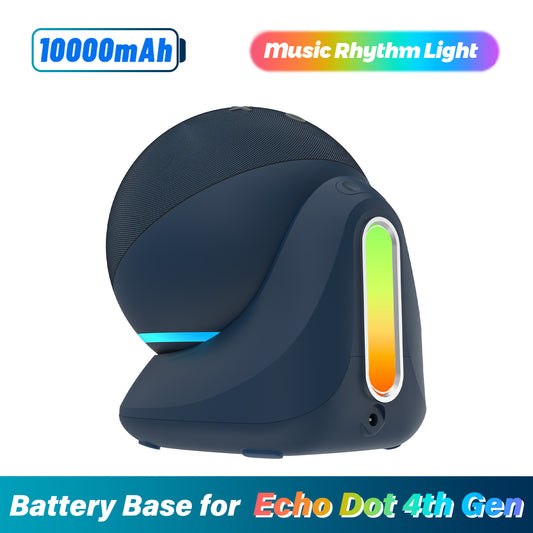 Fanxoo ED4 Music rhythm lights Battery Base for Echo Dot 4th Gen, Portable Charging Power for Echo Dot 4th, Alexa Speaker Auxiliary Power Accessories (Not Include Echo Dot 4th speaker and Charging cable)