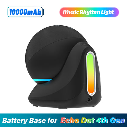 Fanxoo ED4 Music rhythm lights Battery Base for Echo Dot 4th Gen, Portable Charging Power for Echo Dot 4th, Alexa Speaker Auxiliary Power Accessories (Not Include Echo Dot 4th speaker and Charging cable)