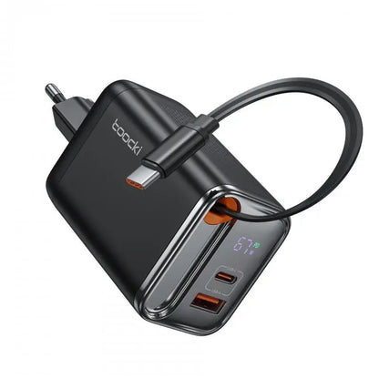 PD67W digital display comes with wired European standard black gallium nitride GaN mobile phone laptop charger fast charging