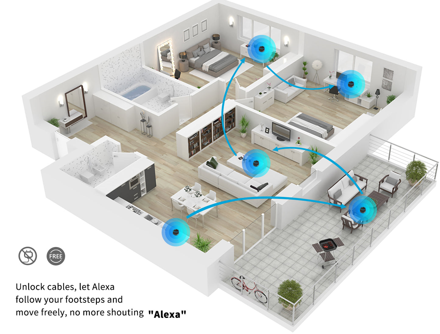 Fanxoo ED3 Battery Base for Echo Dot 3rd Gen, Portable Charging Power for Echo Dot 3rd, Speaker Echo Dot Auxiliary Power Accessories (Not Include Echo Dot 3rd speaker)