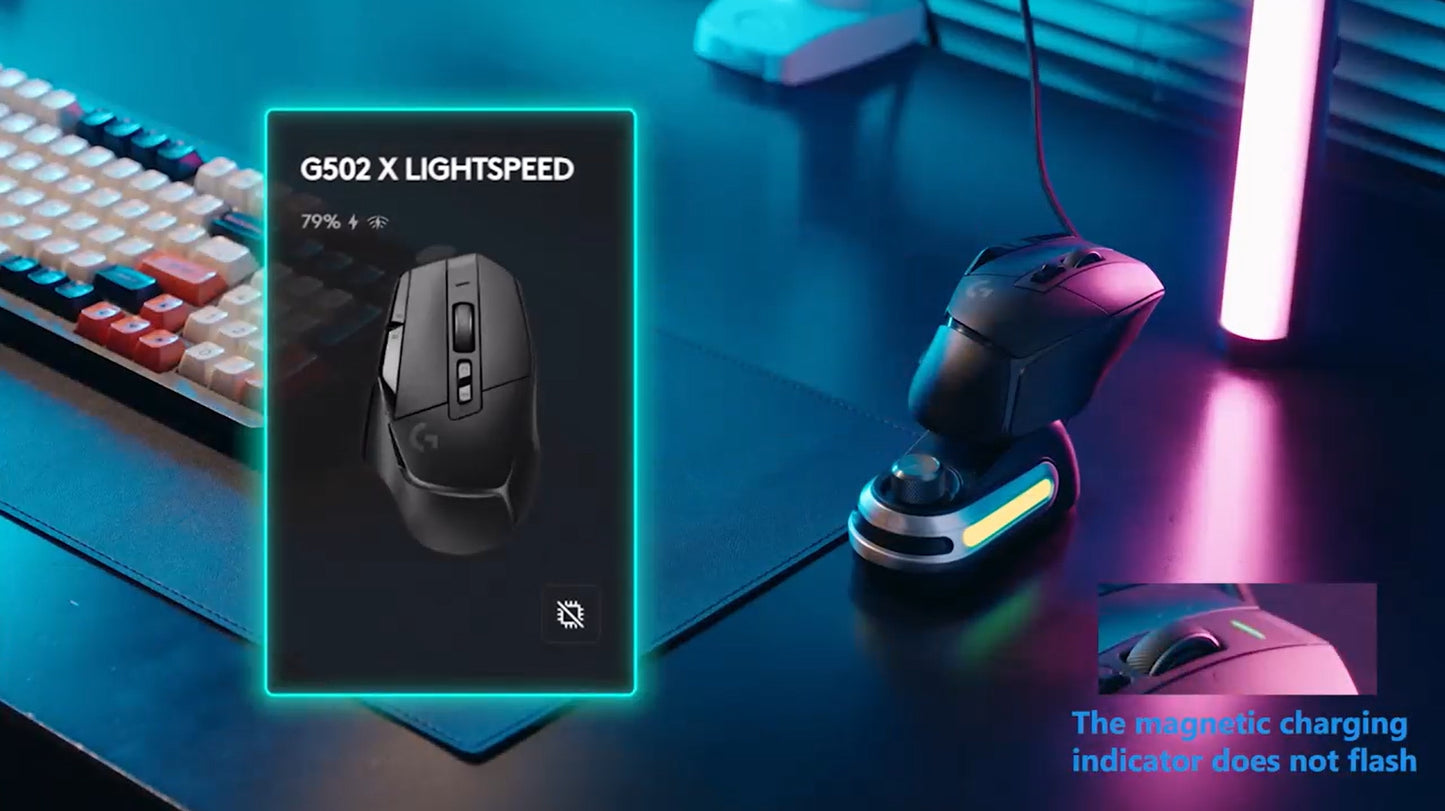 Fanxoo G-power Mouse wireless charging dock for Logitech G502 G502X Plus GPW G903 G703 wireless charging with RGB light computer volume control knob