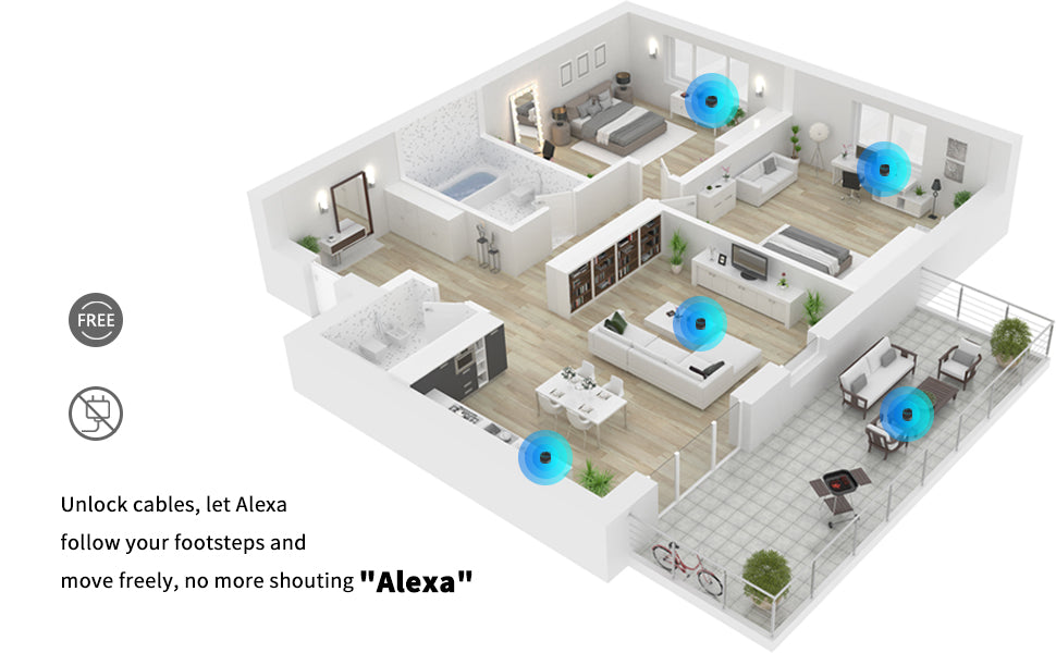 Fanxoo ED3 Battery Base for Echo Dot 3rd Gen, Portable Charging Power for Echo Dot 3rd, Speaker Echo Dot Auxiliary Power Accessories (Not Include Echo Dot 3rd speaker)